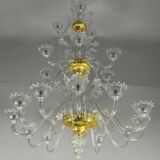 Murano Glass Venetian Chandelier, Colorless, Three Levels of Light