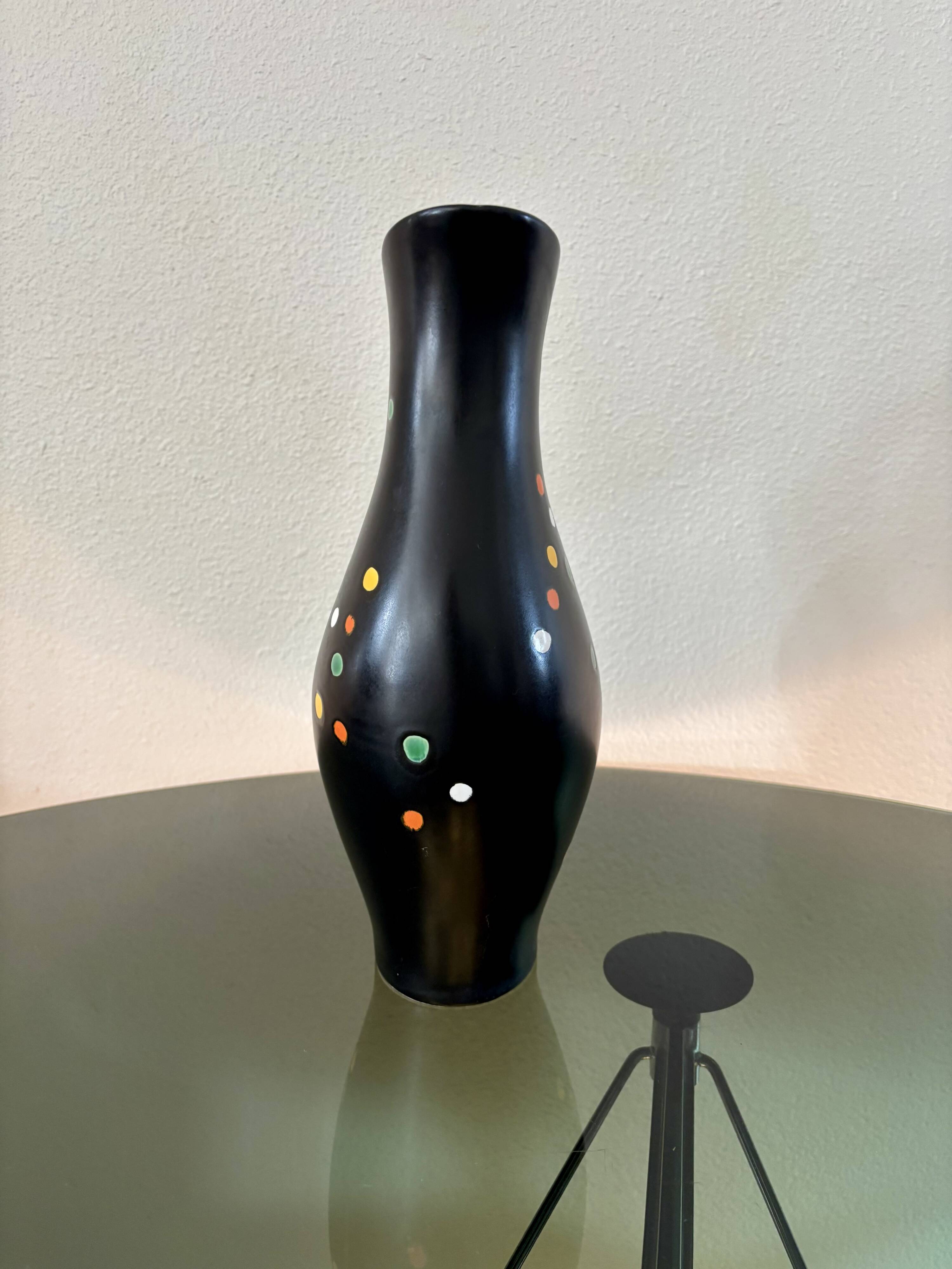 Vintage 1960s ceramic polka dot carafe
