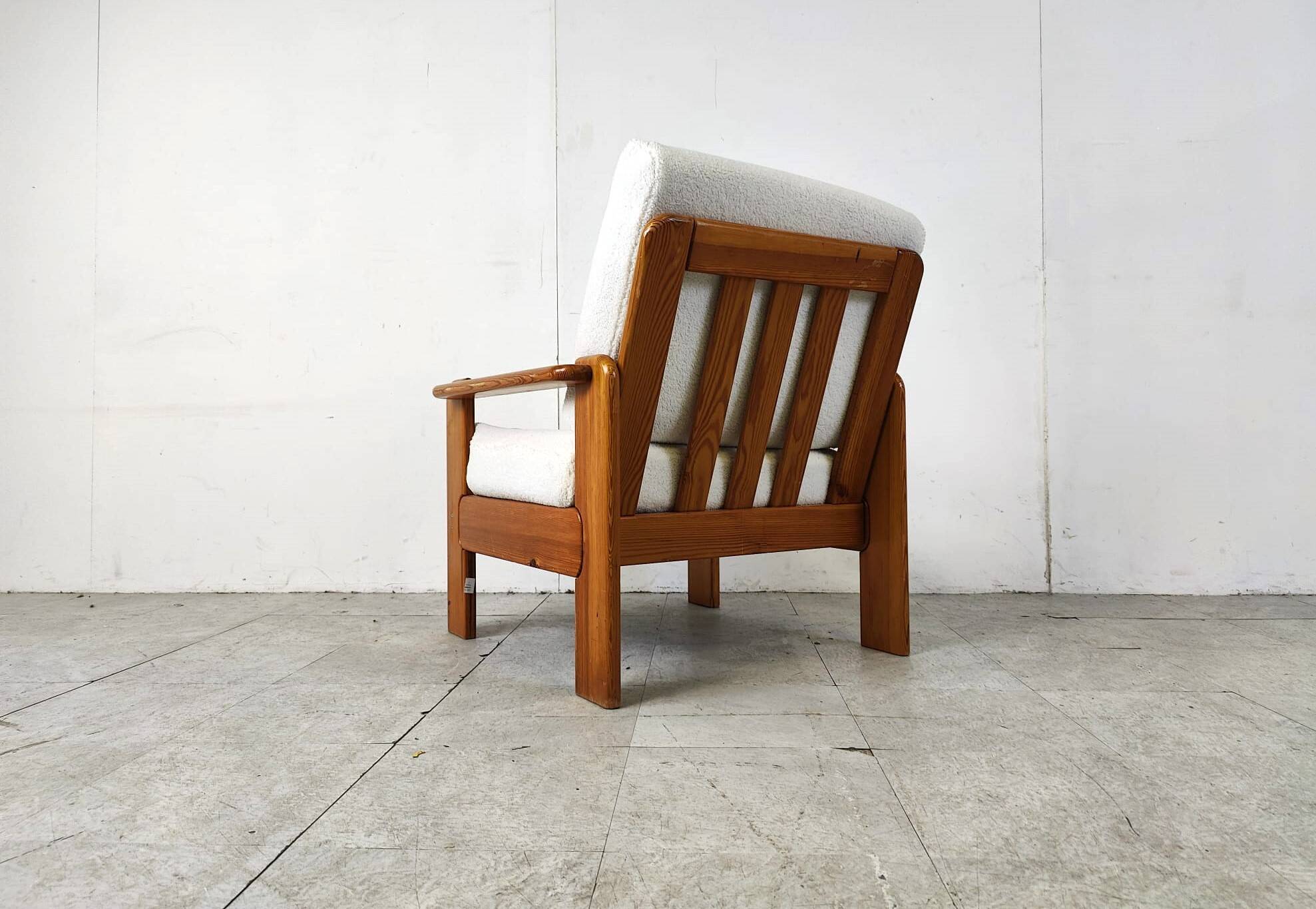 Vintage pine wood armchair, 1960s