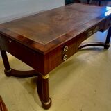 Empire flat desk, mahogany, double-sided, gilded bronzes