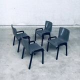 Postmodern Leather Dining Chairs, Italy, 1980s, Set of 4