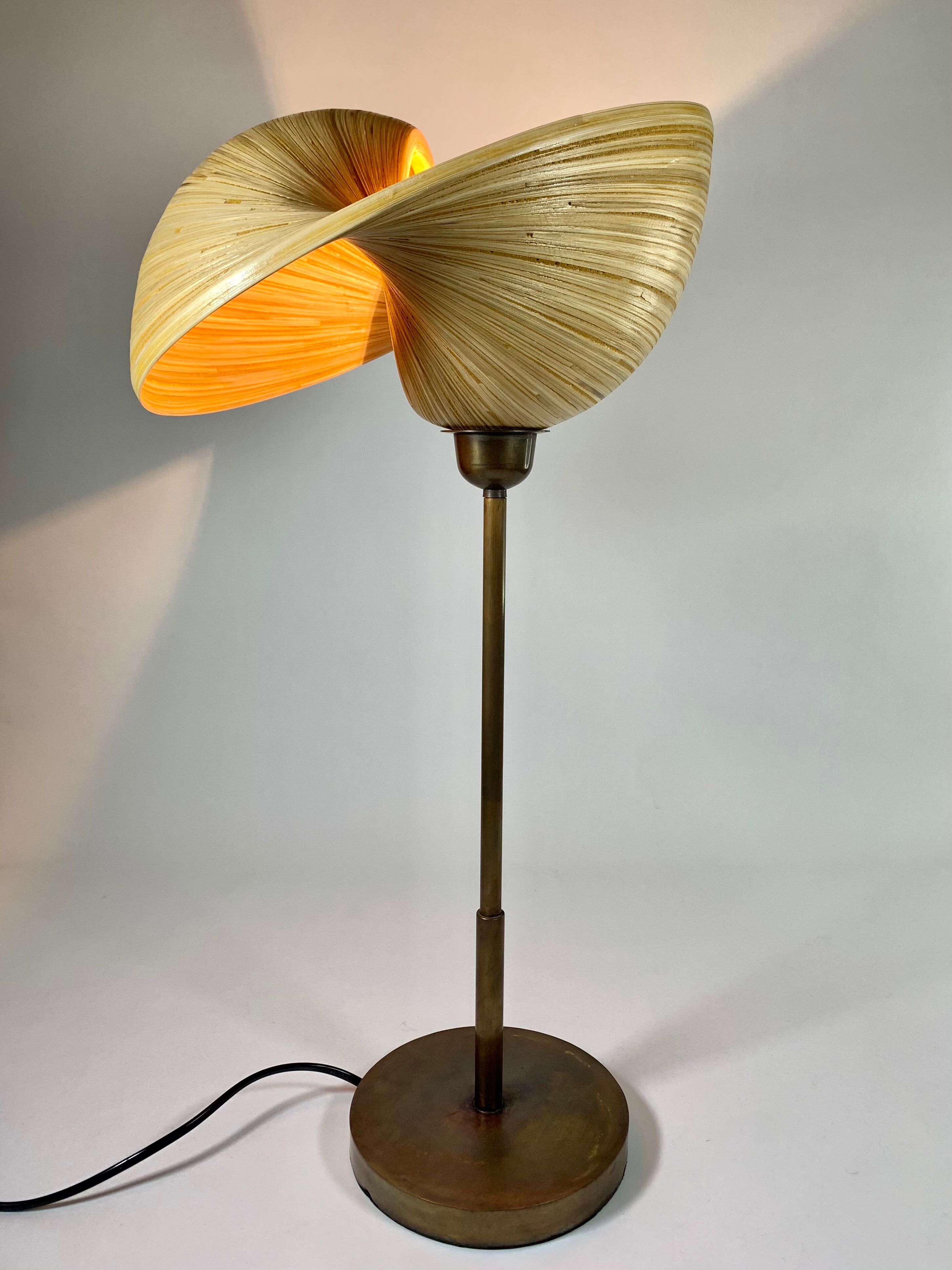 Table lamp in bronze and bamboo Dutch design