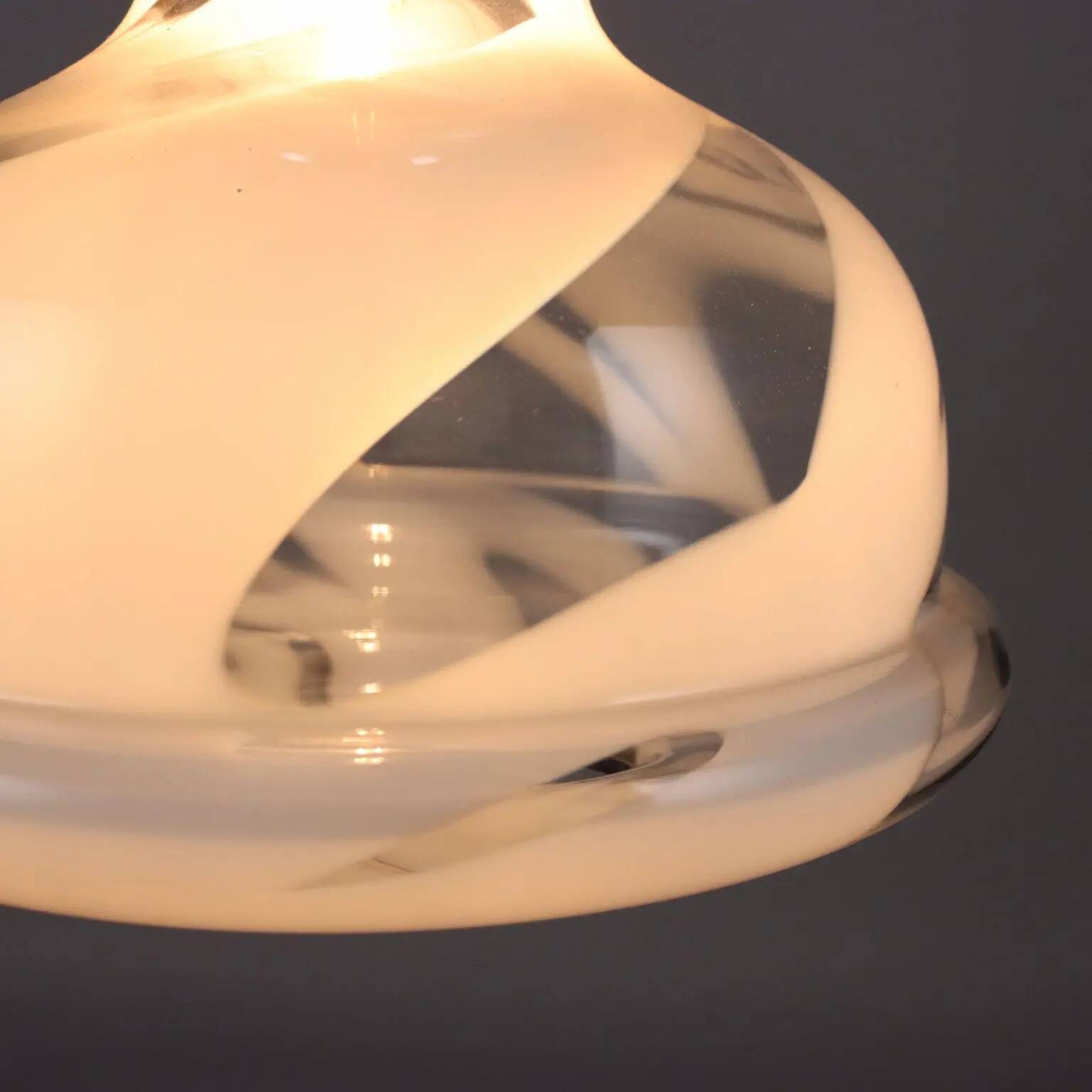 1970s vintage suspension in glass and metal, Italy