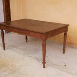 Vintage wooden and leather desk dining table