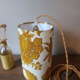 Suspension, nomadic fabric lampshade in vintage yellow floral.