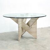 Architectural travertine dining table, 1970s