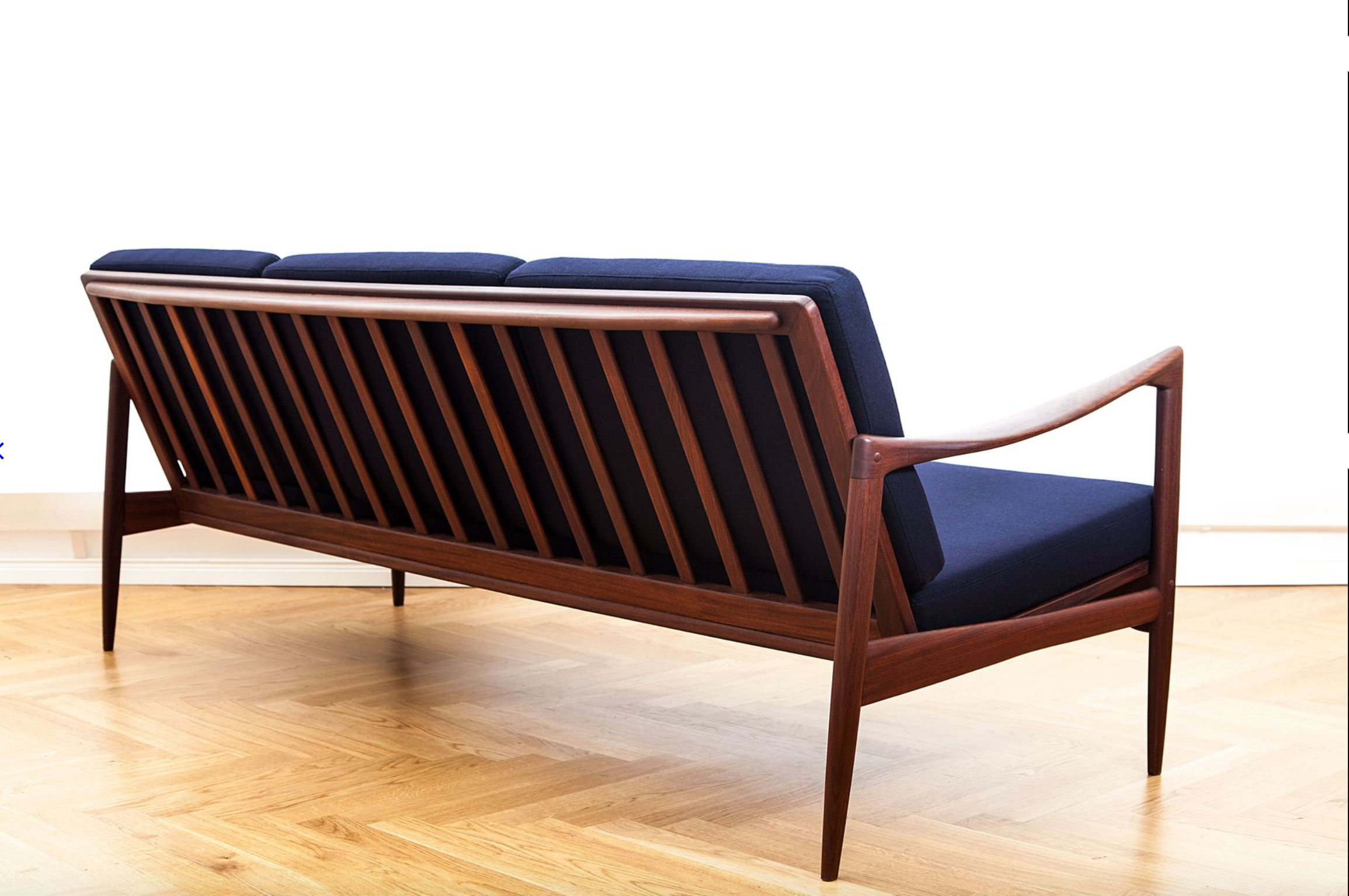 Afromosia & Wool Kandidaten Sofa by Ib Kofod-Larsen for OPE, 1950s