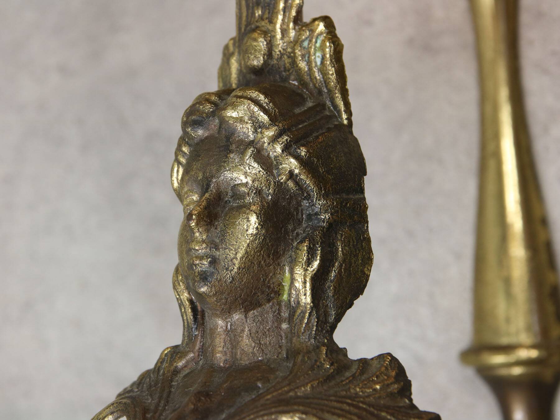 Antique Italian Figural Brass Wall Lamp, set of 2