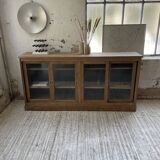 Enfilade meuble de métier chêne portes vitrées
