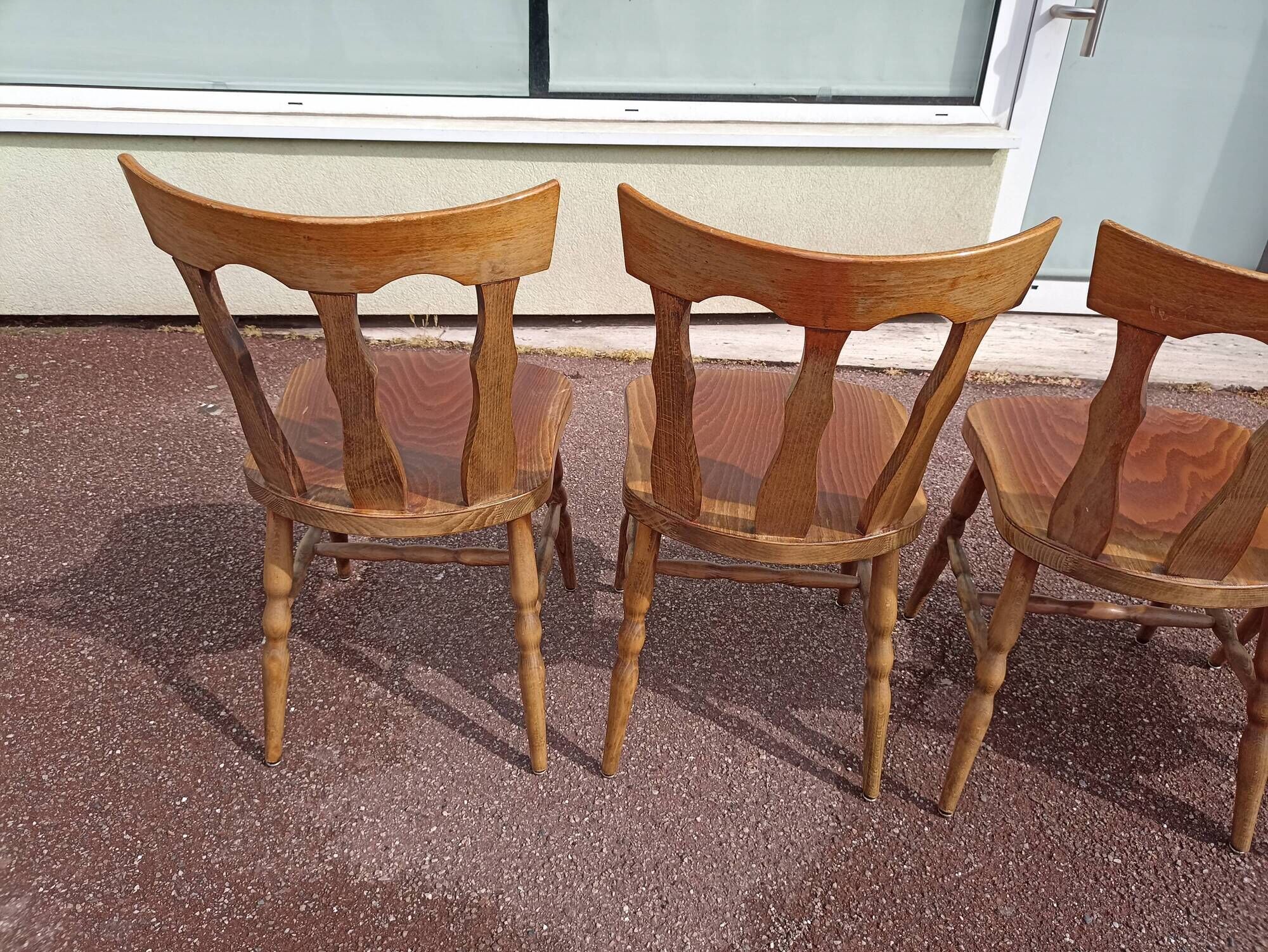 Set of 4 bistro bar chairs year 80 - 90 - wooden - baumann