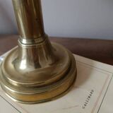 chic retro lamp in gold brass, pagoda lampshade imitation leather