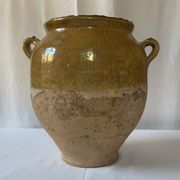 Old glazed yellow terracotta confit pot – South-West of France