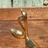 Pair of golden brass swans