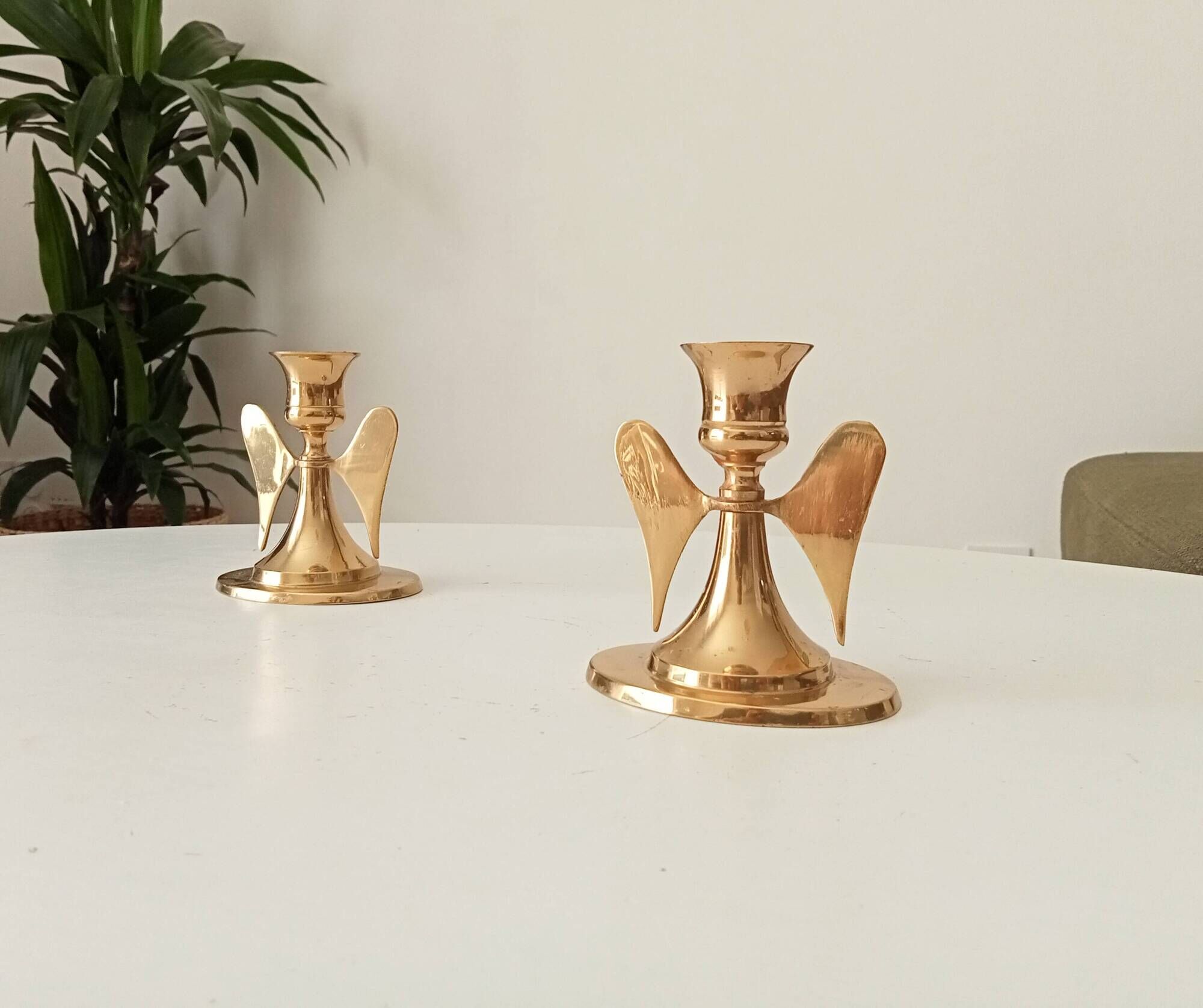 Pair of vintage winged candlesticks from the 60s/70s