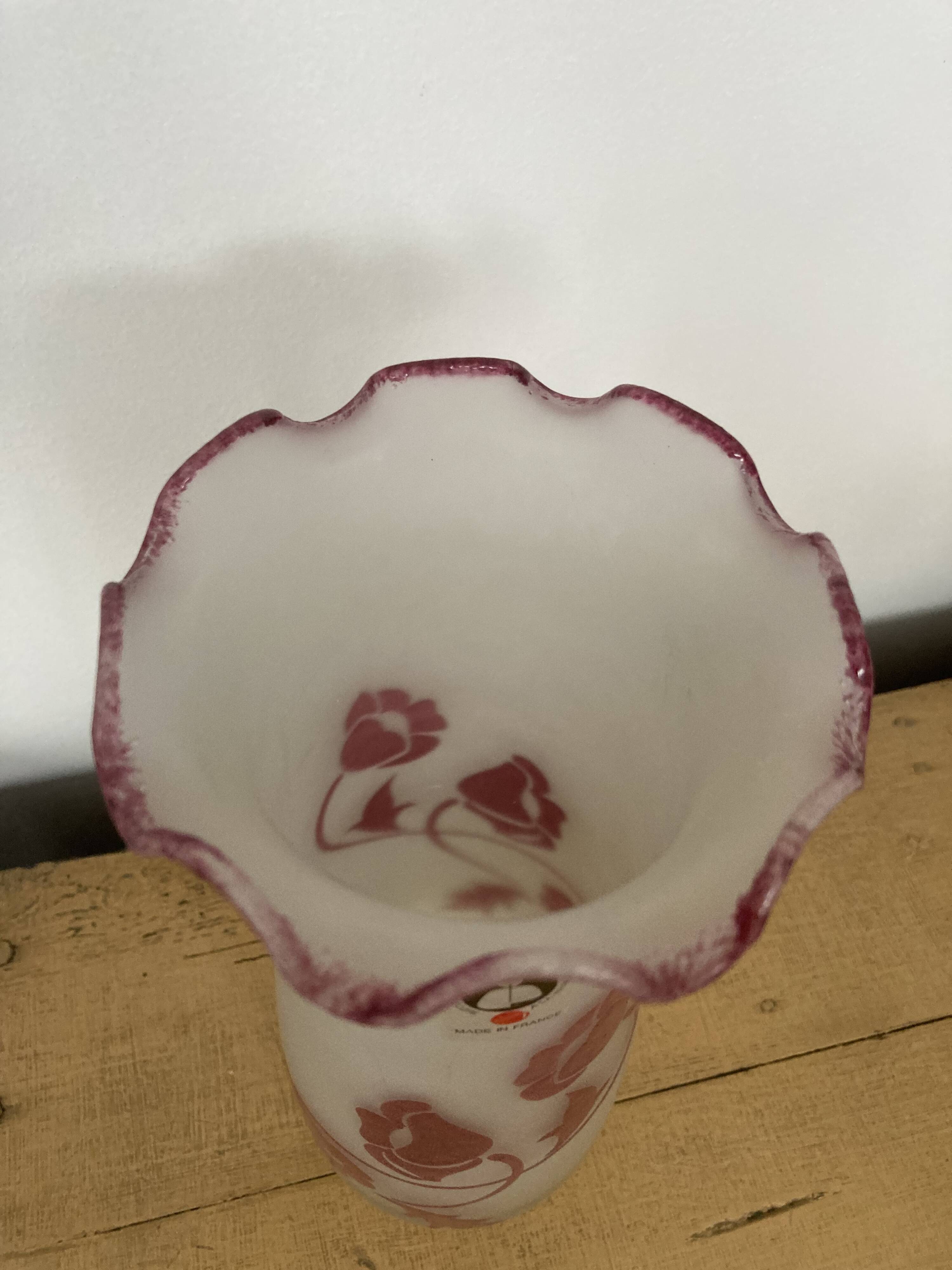 blown glass vase with art nouveau flower decoration