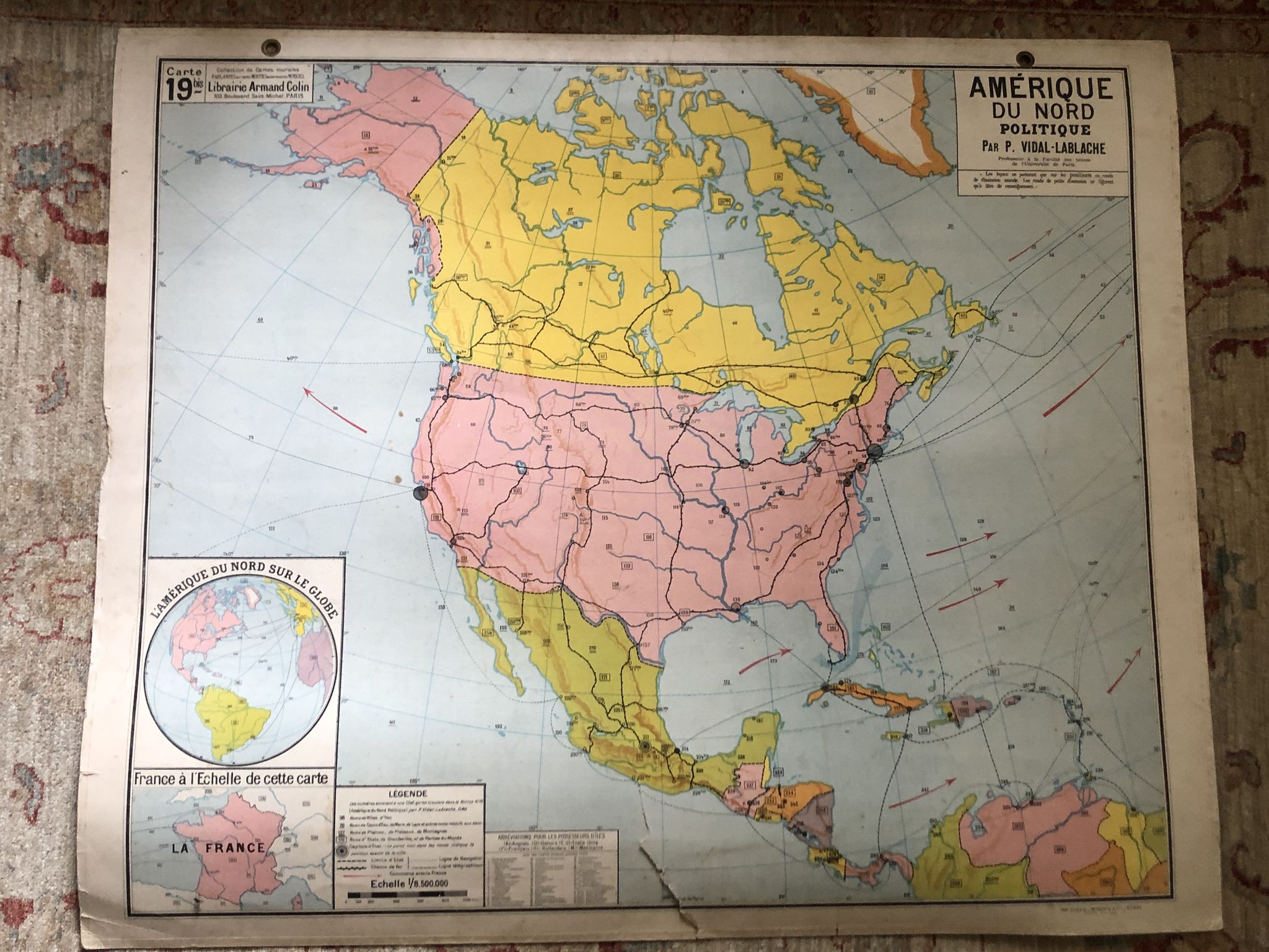 Carte pédagogique Amérique du Nord politique juin 1950