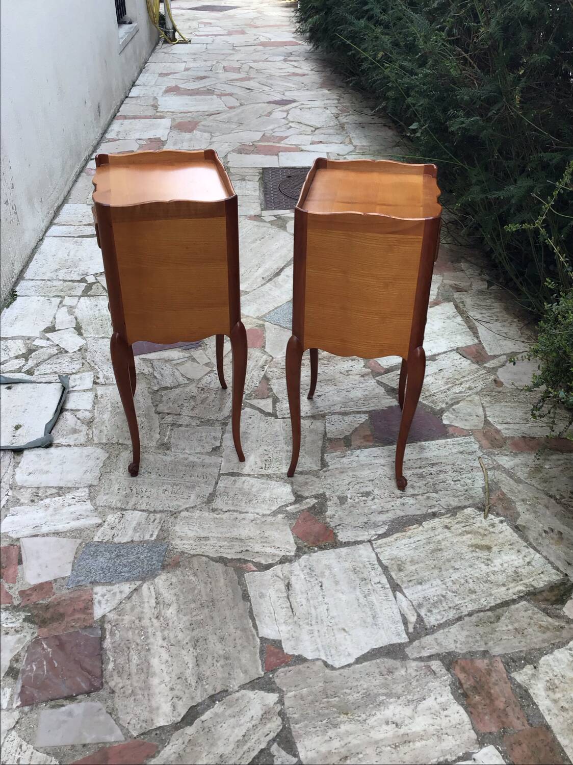 Pair of Louis XV style bedside tables in solid wood
