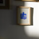 Café bleu, linogravure originale 18 x 24 cm