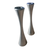 2 vintage stainless steel candle holders, 70 years