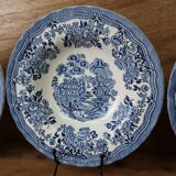4 Tonquin and Myott English deep plates, Staffordshire blue model