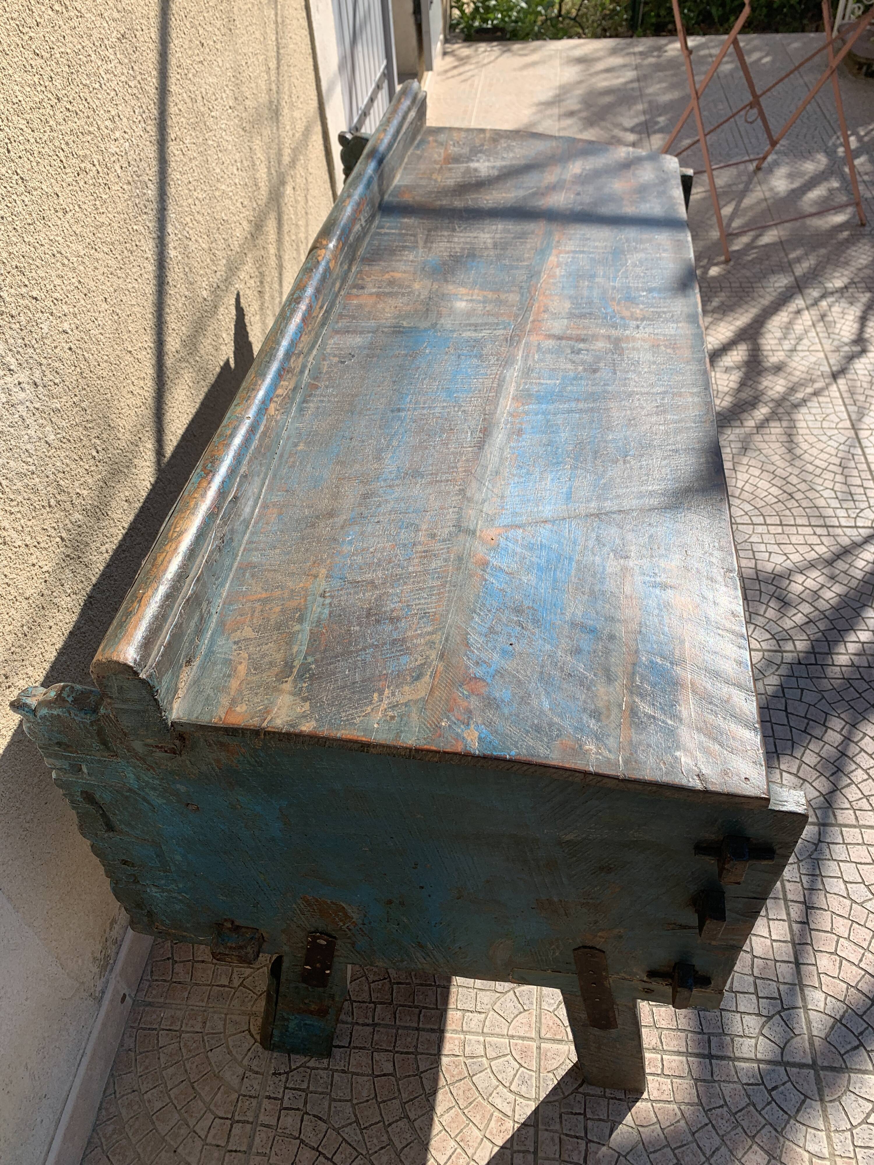 Ancient Indian furniture Damchiya blue