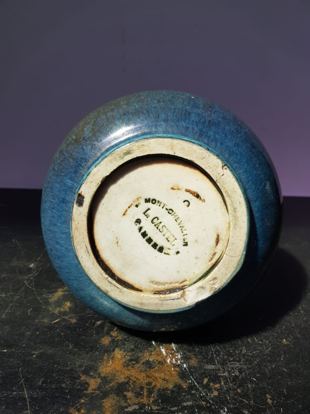 Old vase Leon Castel Mont Chevalier ceramic vintage art