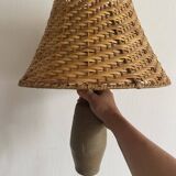 Terracotta and rattan lamp