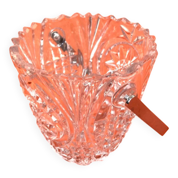 Années 1970  Seau à glace  Cristal ciselé décor géométrique