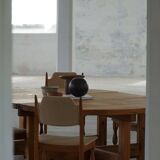 Large Danish mid-century modern dining table in pine, Tage Poulsen, 1970s.