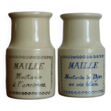 2 stoneware pots, maille mustard