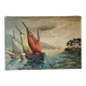 Oil on canvas of a Mediterranean seascape signed MG – 1950s/70s