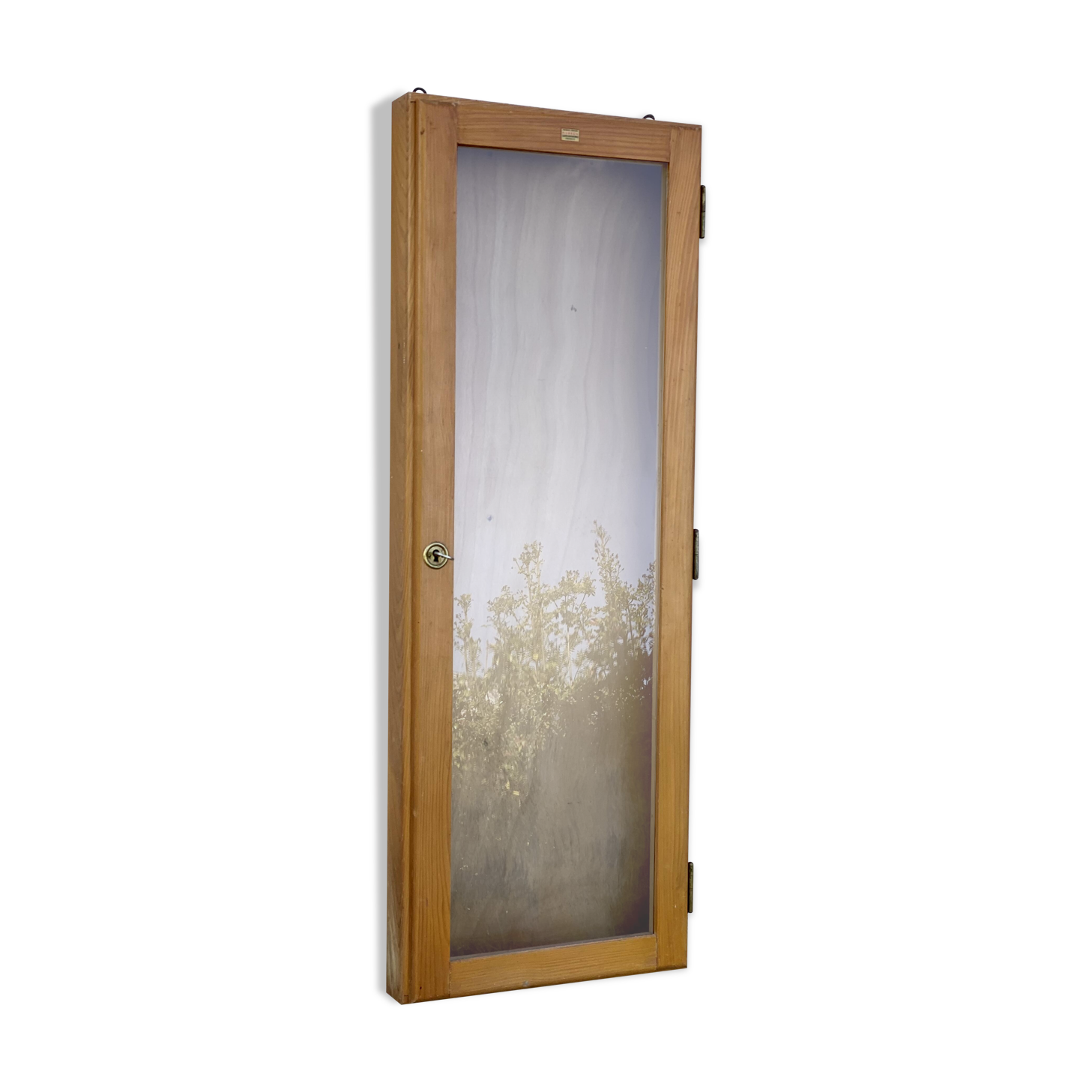 Vintage wall display cabinet 1960s light wood