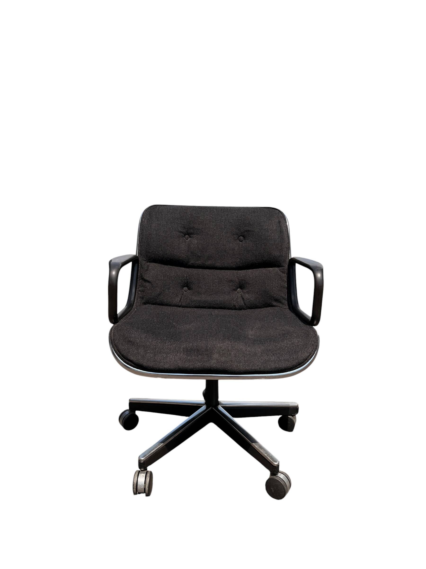 Charles Pollock Office Chair for Knoll - Grey Fabric on Wheels