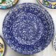 Flat hollow blue speckled Italian Vintage