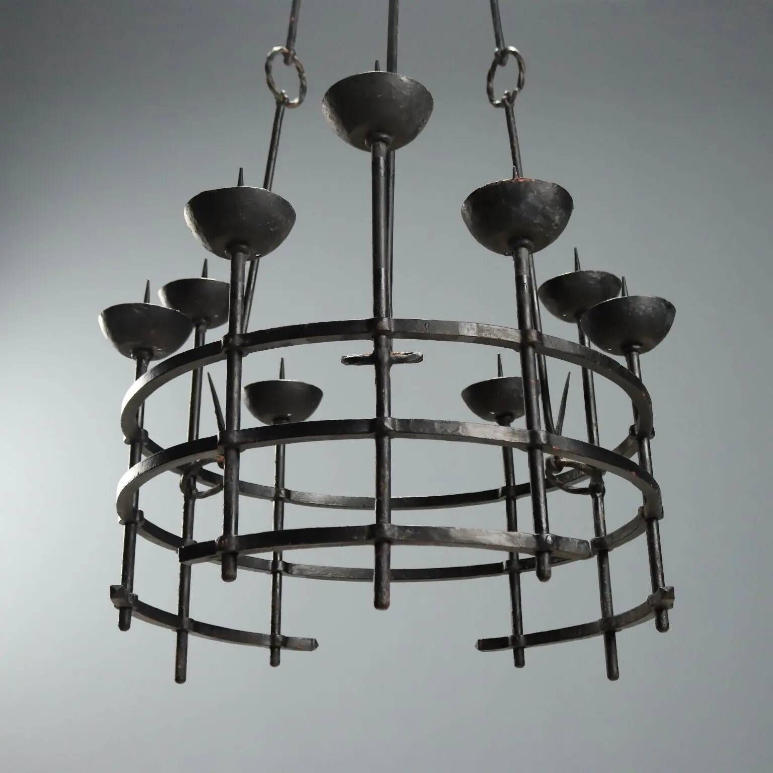Antique wrought iron chandelier A. Gerardi Italy 19th century