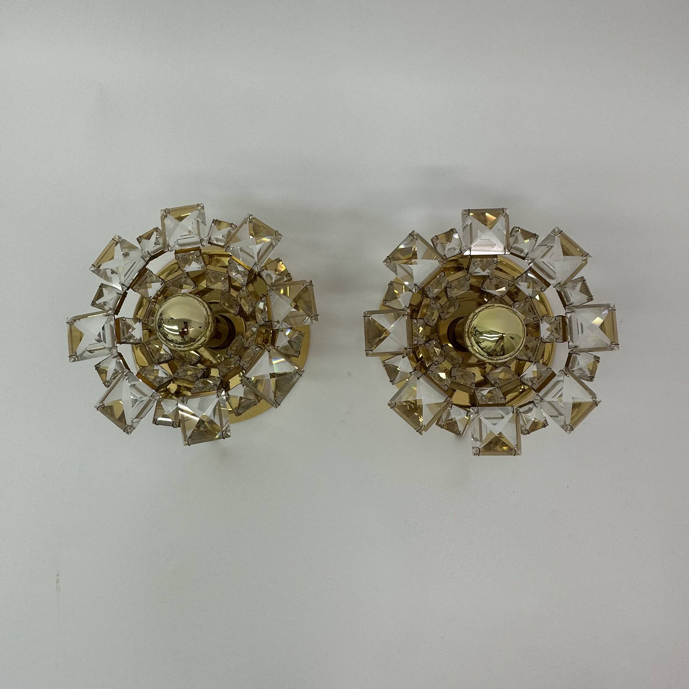 Set of 2 Palwa crystal wall lamps , 1970’s Germany