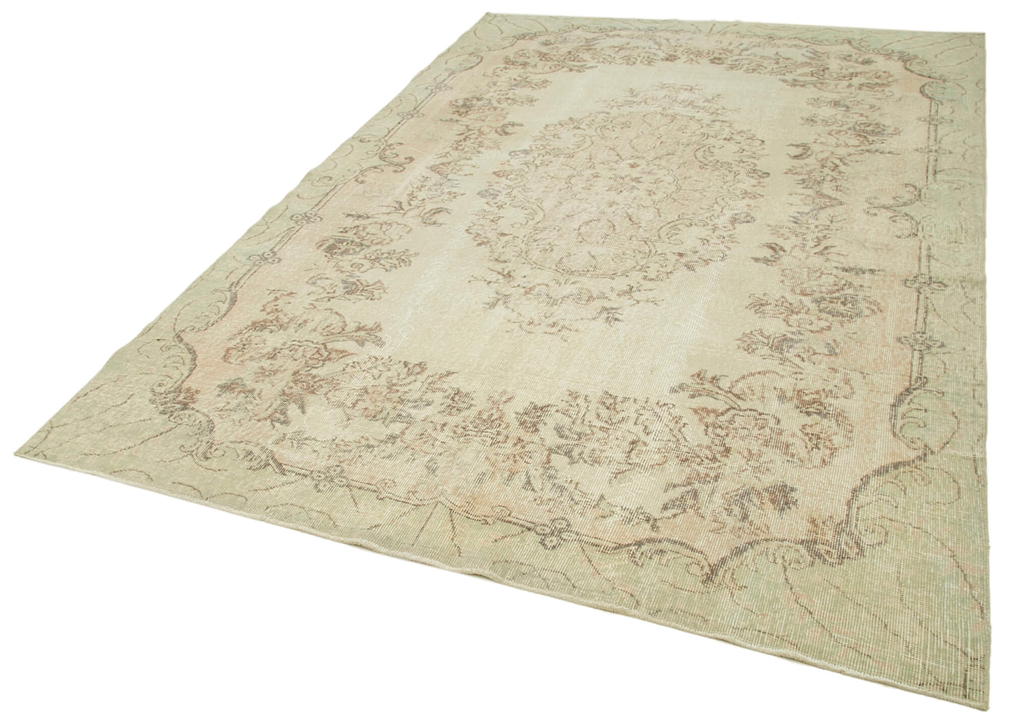 Handmade rustic oriental beige rug 195 cm x 303 cm
