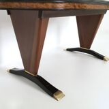 Table à manger ovale en bois avec plateau effet marbre vert, Italie
