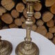 Pair of silver metal candlesticks