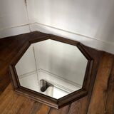 Antique octagonal wooden mirror