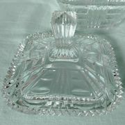 Cut glass sugar bowl