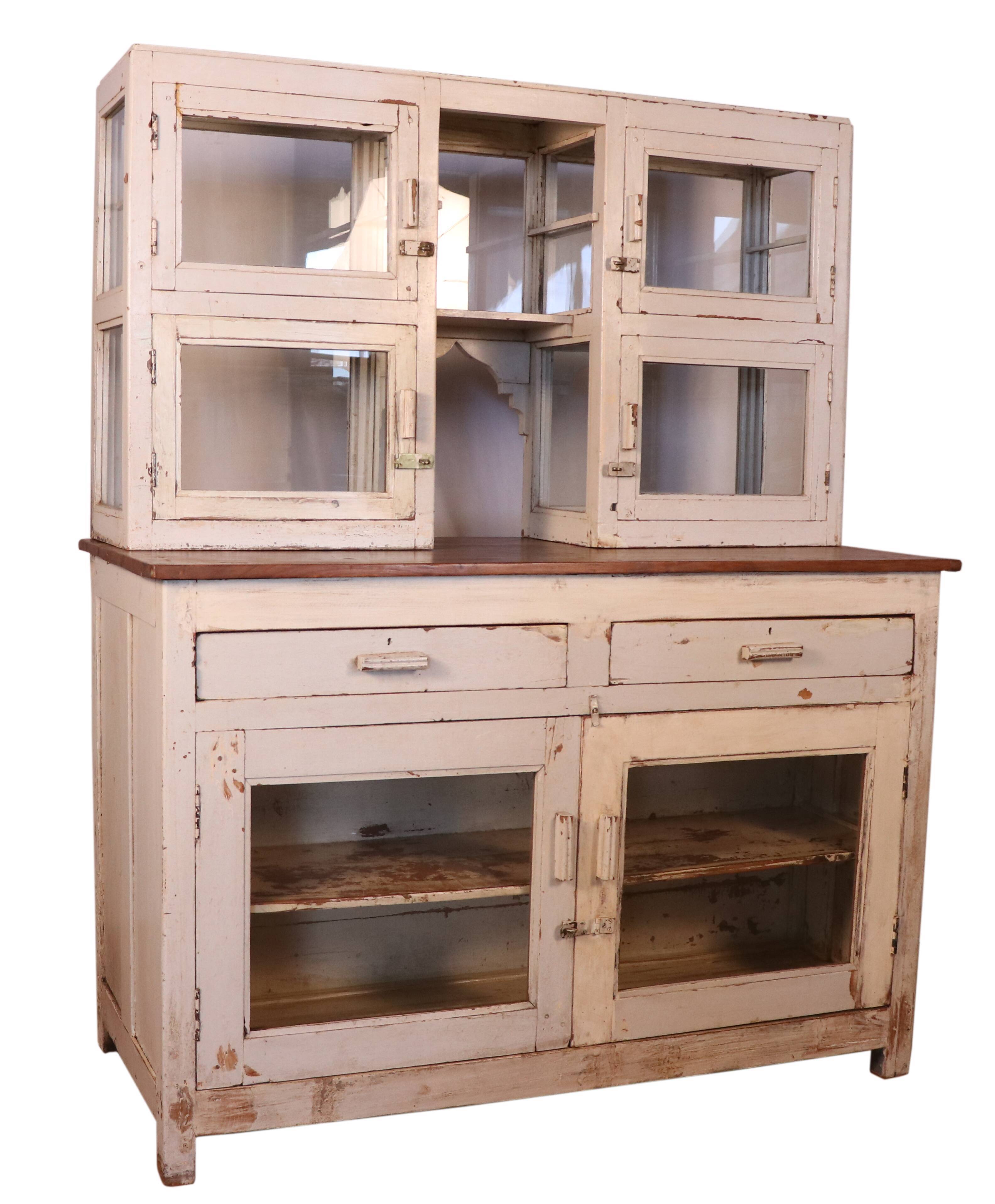 Merchant counter in Burmese teak with original white patina