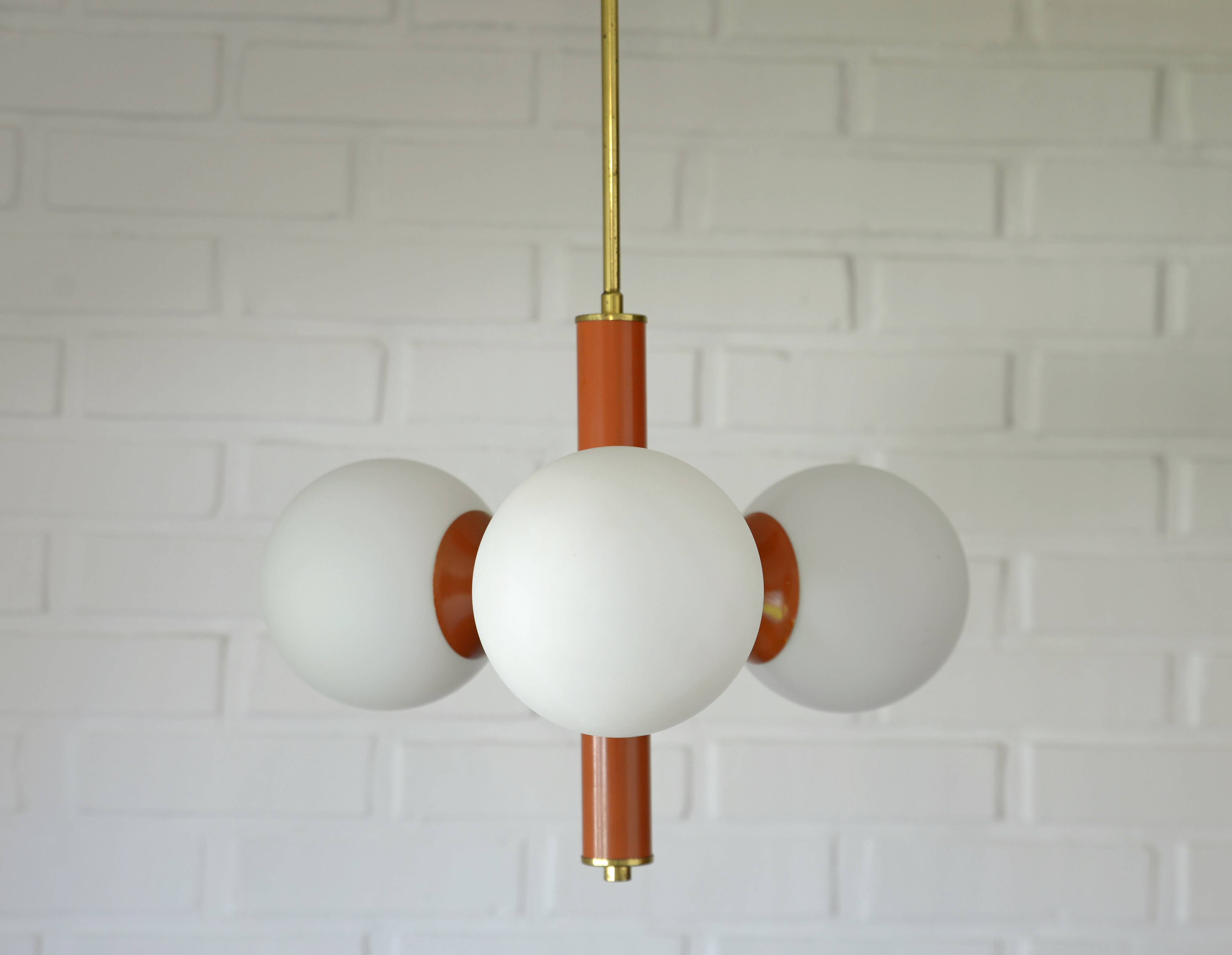 Lustre Spoutnik vintage suspendu Space Age orange rétro éclairage de plafond