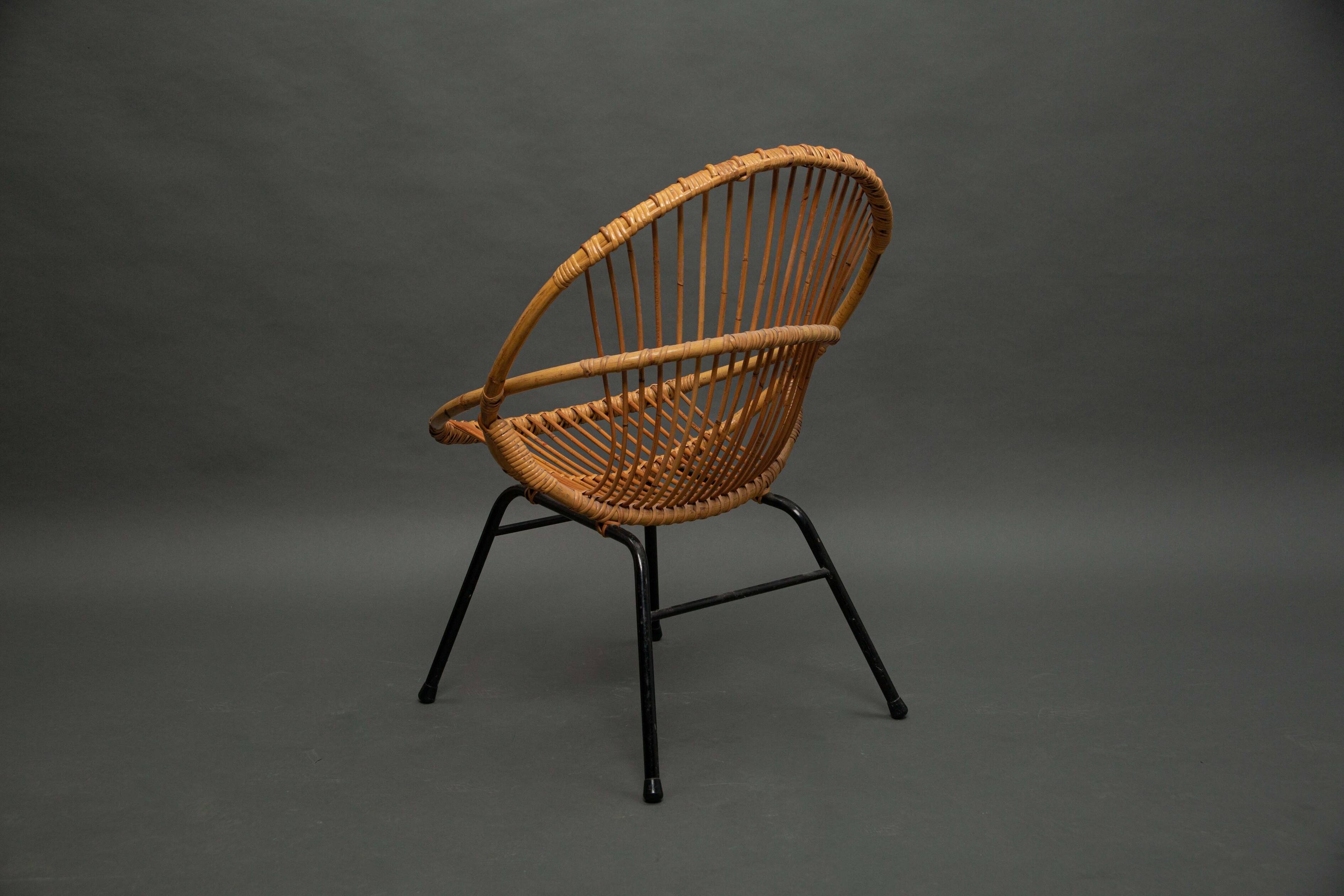 Rohe Noordwolde rattan armchair, Netherlands 1950s