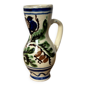 Small Korond style ceramic pitcher with floral motifs