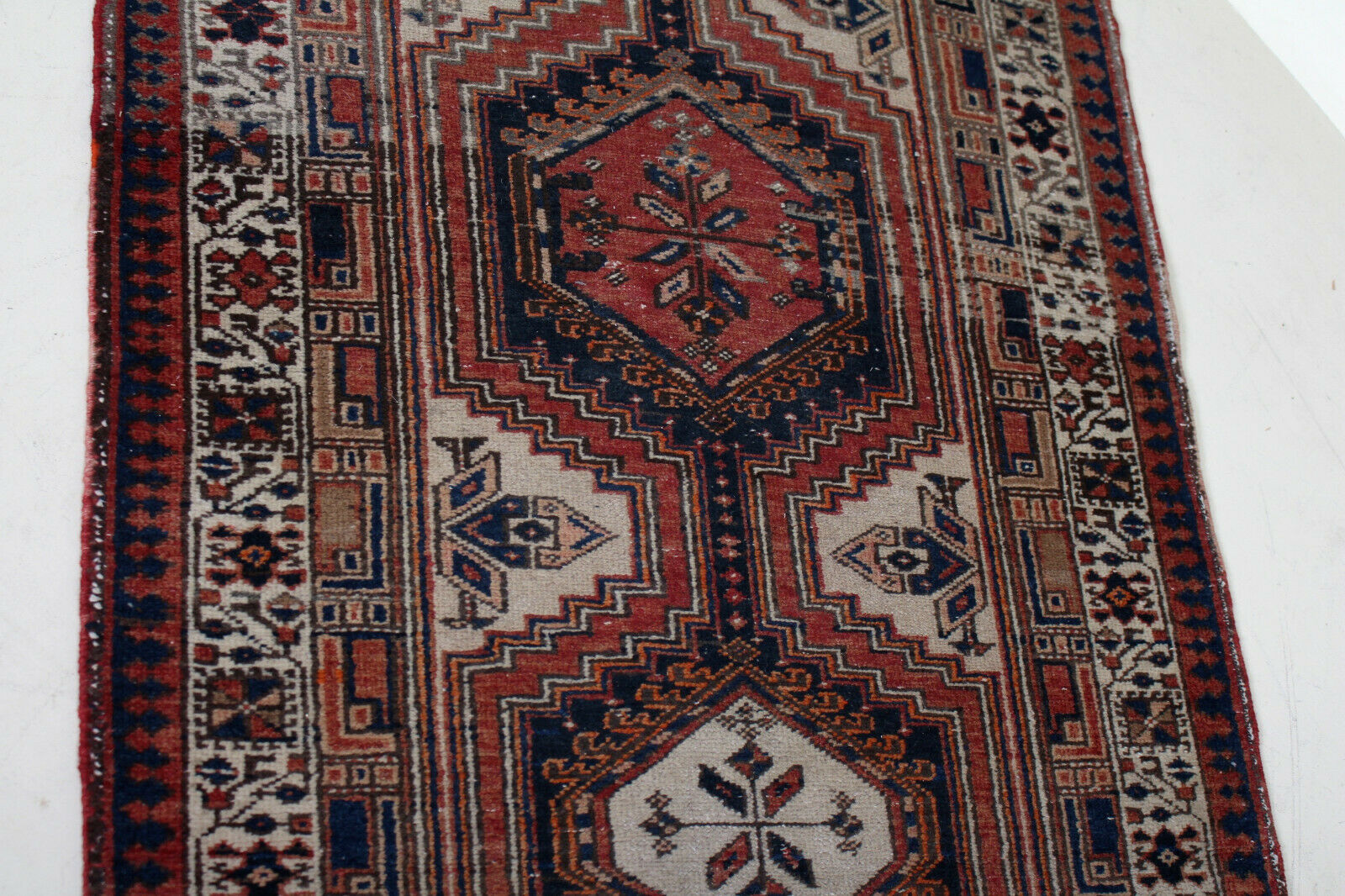 Tapis vintage à franges afshar 106x231cm