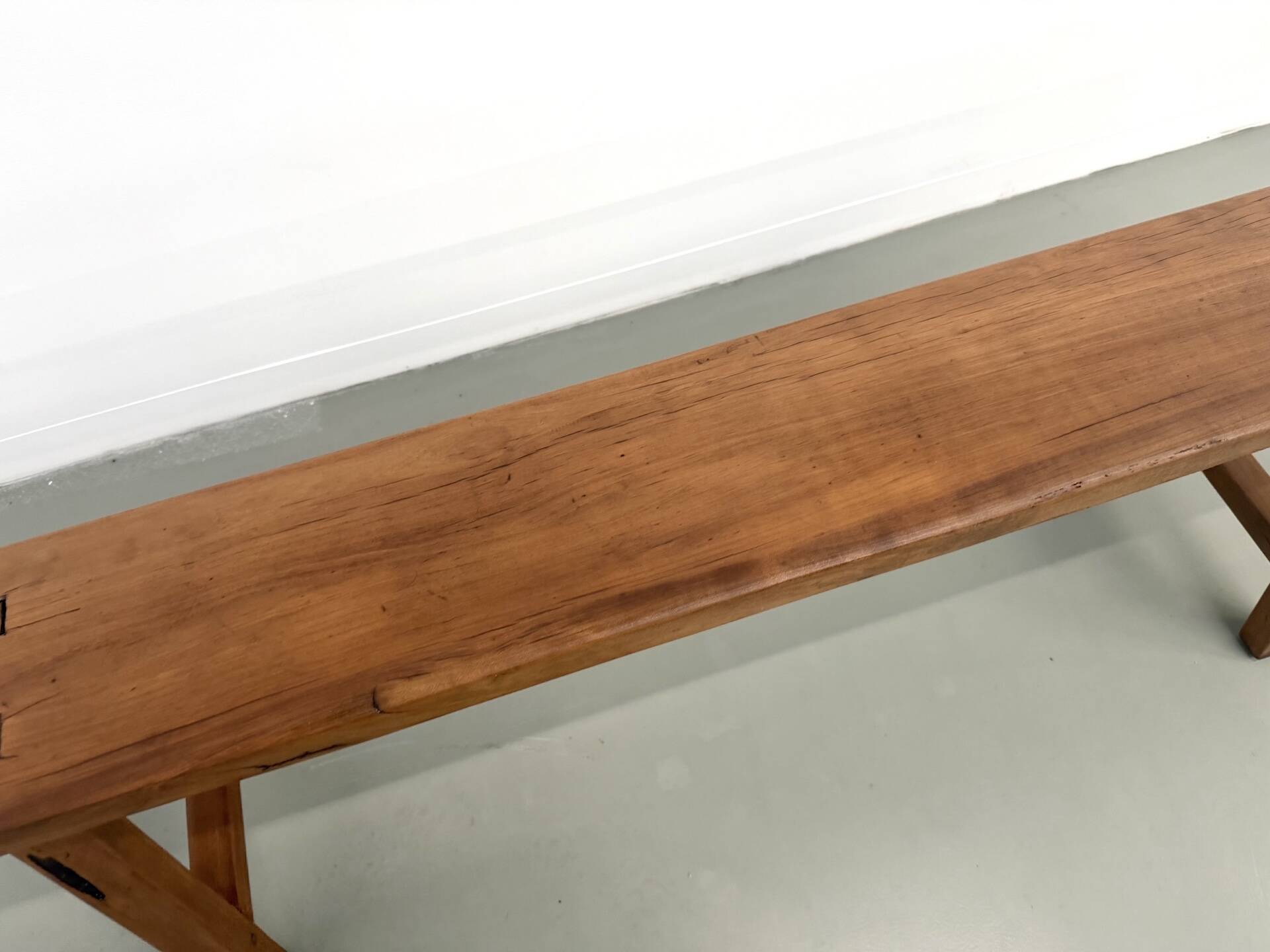 Restored solid walnut bench — 1950s
