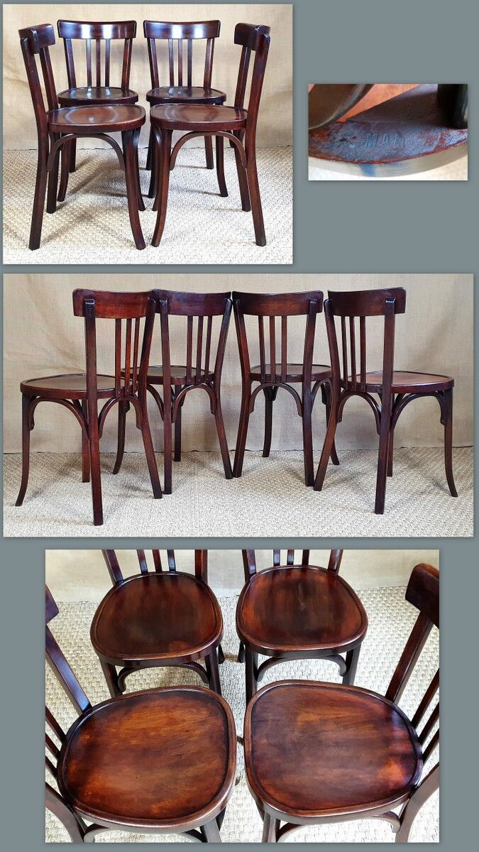 Set 4 chairs Baumann No.43 50s