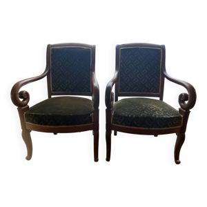 2 Fauteuils velours vert
