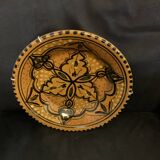 Dish or plate Morocco hollow enameled ceramic made and hand painted old vintage decoration